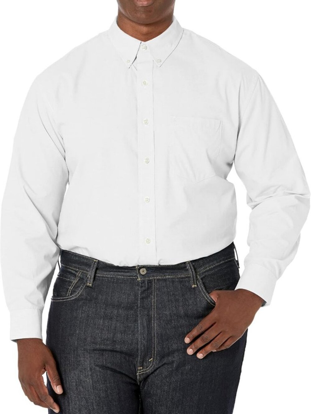 Men's Big & Tall Button Down Long Sleeve Stretch Performance Shirt - Solid Color